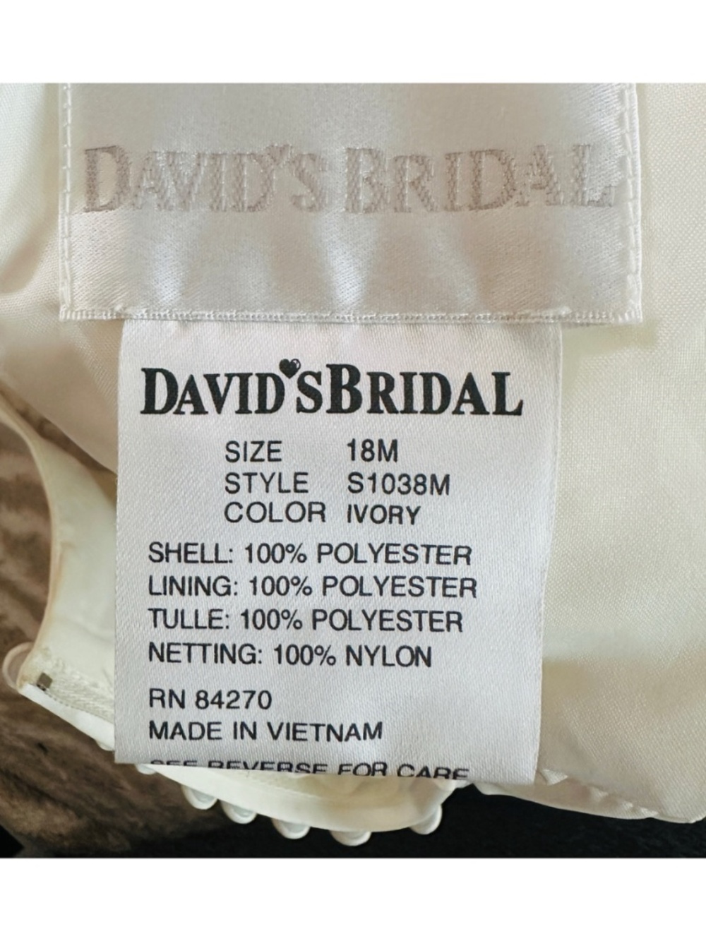 DAVID’S BRIDAL Ivory Flower Girl Dress Size 18M Sleeveless Tulle Skirt - Picture 5 of 7